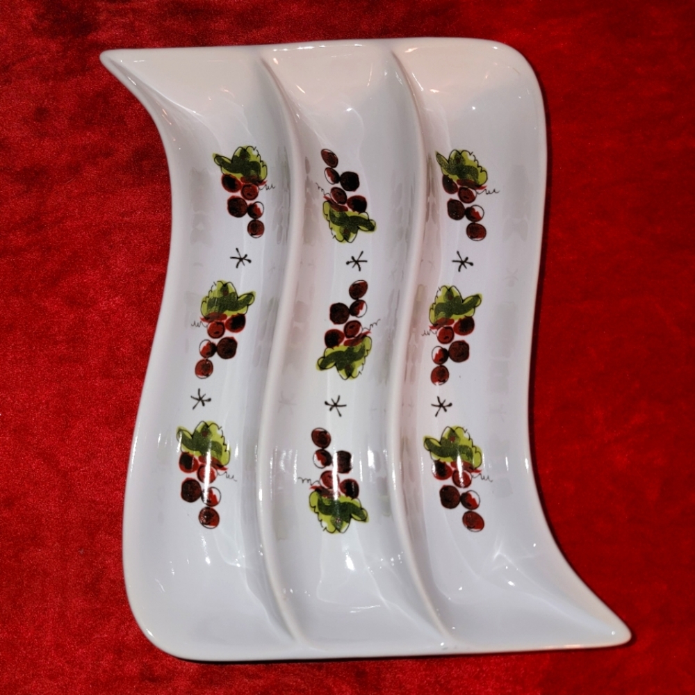 California Pantry Ceramic Olive Plate ~ Wavy Rectanle shape